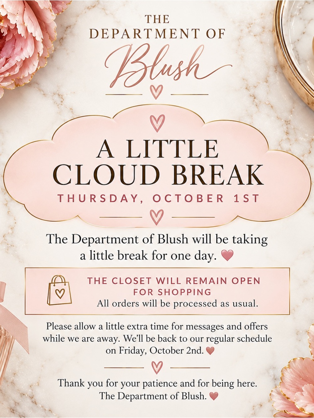AWAY OCT 1 ☁️ SHOP REMAINS OPEN